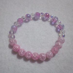 Pink and Purple Crackle Stretch Bracelet.